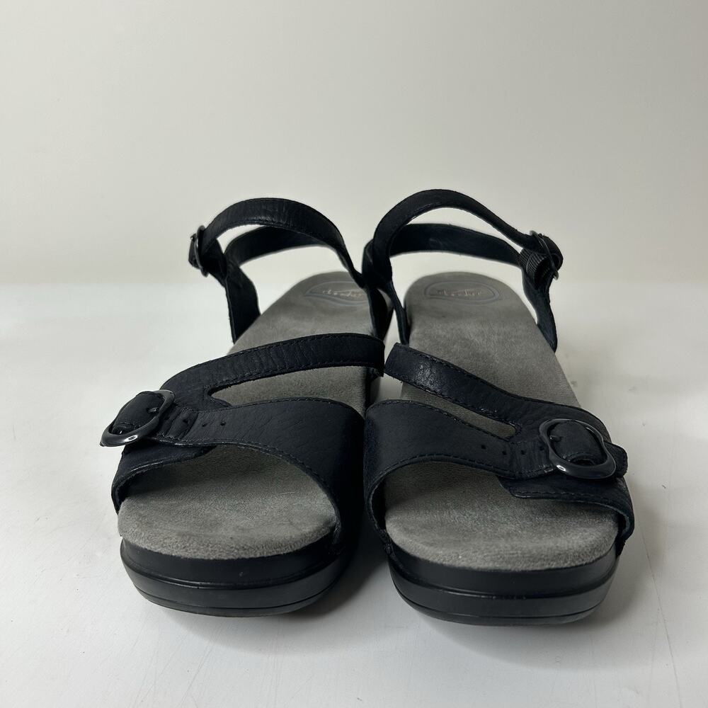 Women's Black Strappy Comfort Wedge Sandals Size 39 - Picture 4 of 8